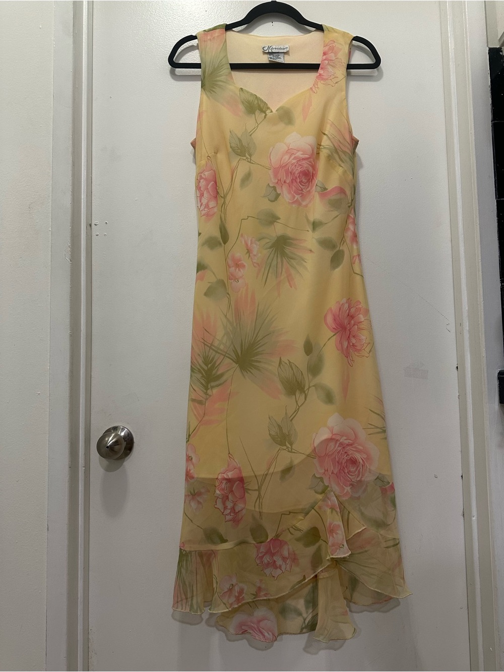 Dress Barn Butter Yellow Y2K Vintage Floral Maxi Dress Sz 12 Dainty Semiformal - Picture 4 of 9